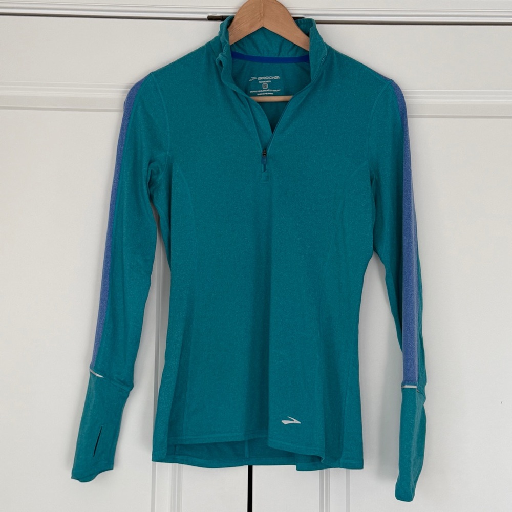 Brooks Women’s Equilibrium 1/2 Zip Running Pullover Teal Blue Size S